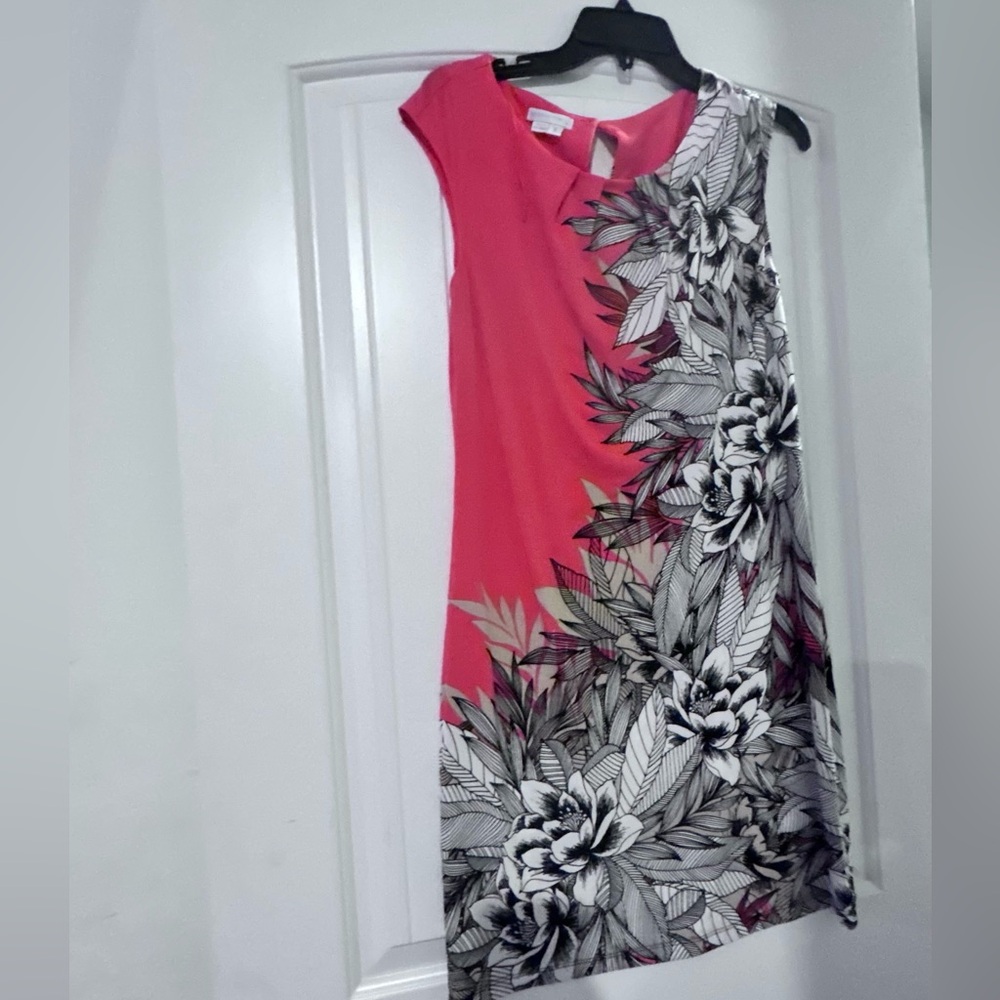 London Times Pink Floral-Print Midi Dress